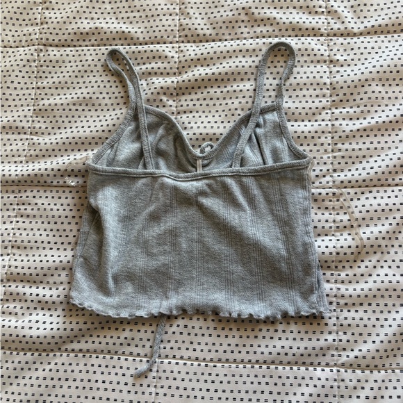 Blue Blush Gray Ribbed Drawstring Cami - Picture 2 of 3